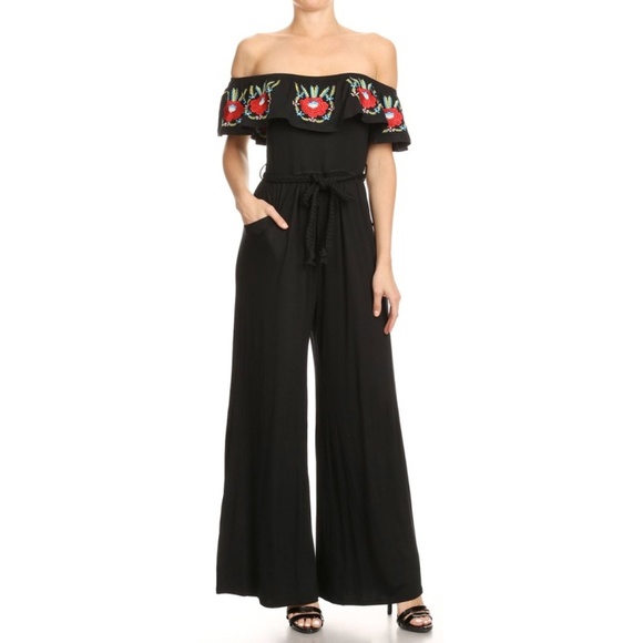 Vava by Joy Han Pants - Vava by Joy Han black embroidered floral jumpsuit Vava by Joy Han Pants - Vava by Joy Han black embroidered floral jumpsuit